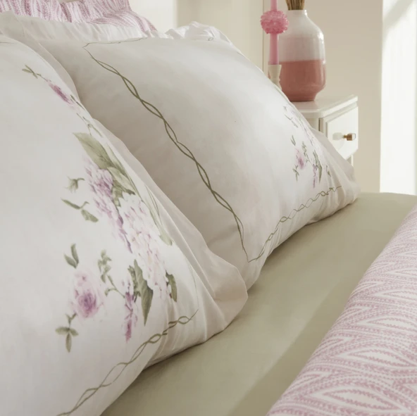 Karaca Home Rosales %100 Pamuk 120 Tel Çift Kişilik Saten Nevresim Takımı  - Resim 3