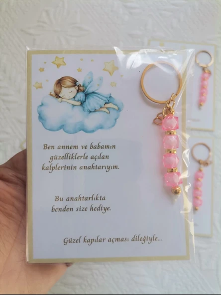 32 Adet İsme Özel Tasarım Pembe Anahtarlık Hastane Yeni Doğan 40 Mevlidi Dağıtmalık Hediyelik - Resim 6