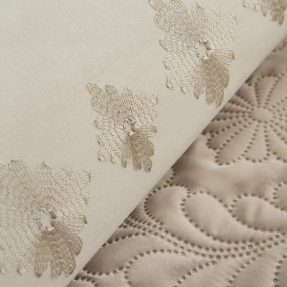 Karaca Home Glory Çift kişilik%100 Pamuk 7 Parça Düet Set Bej - Resim 8