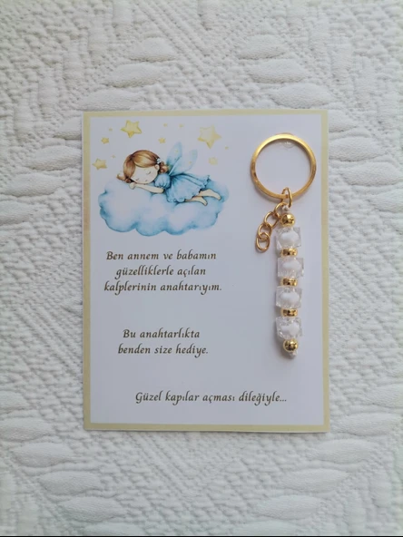 52 Adet İsme Özel Tasarım Beyaz Anahtarlık Hastane Yeni Doğan 40 Mevlidi Dağıtmalık Hediyelik - Resim 2