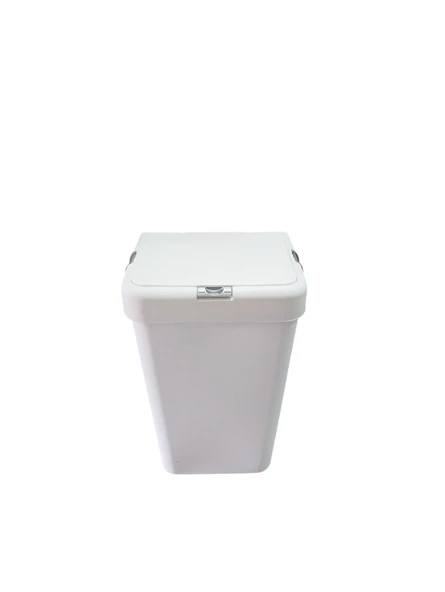 Gümüş Tekli Dokunmatik Çamaşır Sepeti Çöp Kovası Temizlik Kovası Kirli Sepet 40 Litre-MT008 - 3