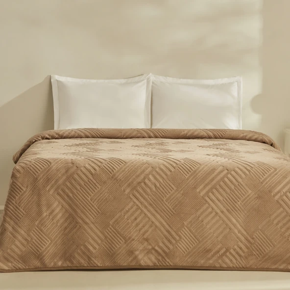 Karaca Home Rita Çift Kişilik Emboss Battaniye Açık Kahve 