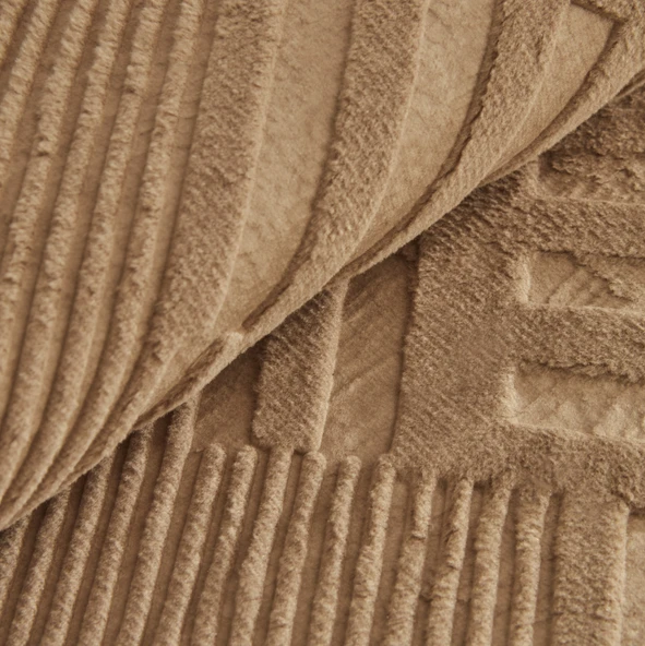 Karaca Home Rita Çift Kişilik Emboss Battaniye Açık Kahve  - 3