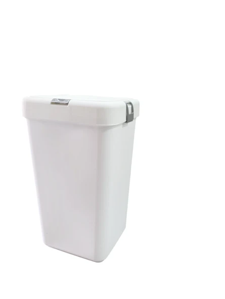 Gümüş Tekli Dokunmatik Çamaşır Sepeti Çöp Kovası Temizlik Kovası Kirli Sepet 40 Litre-MT008 - 2