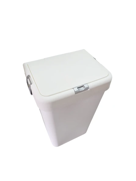 Gümüş Tekli Dokunmatik Çamaşır Sepeti Çöp Kovası Temizlik Kovası Kirli Sepet 40 Litre-MT008 - 4