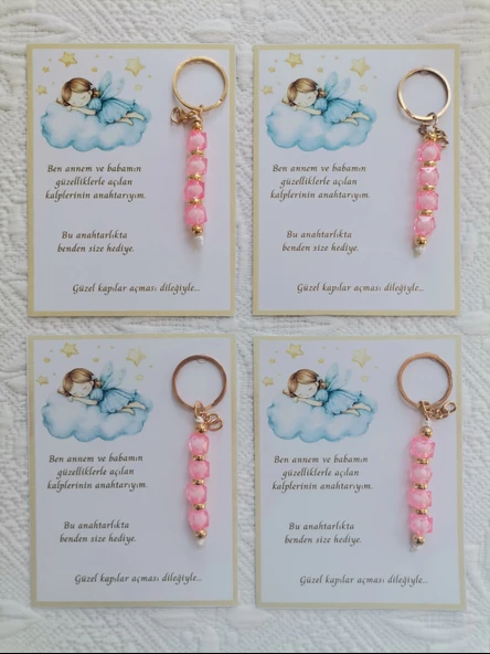 32 Adet İsme Özel Tasarım Pembe Anahtarlık Hastane Yeni Doğan 40 Mevlidi Dağıtmalık Hediyelik - Resim 4