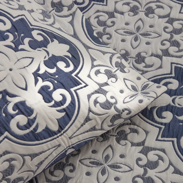 Karaca Home Bluva Çift Kişilik Yatak Örtüsü Takımı Mavi - Resim 6