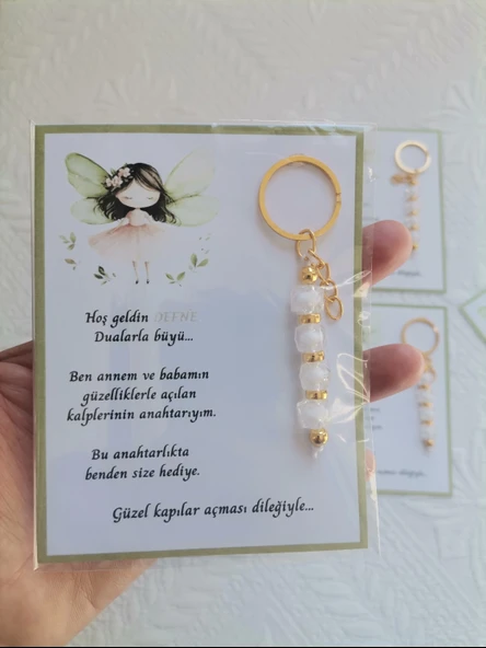 52 Adet İsme Özel Tasarım Beyaz Anahtarlık Hastane Yeni Doğan 40 Mevlidi Dağıtmalık Hediyelik - Resim 6