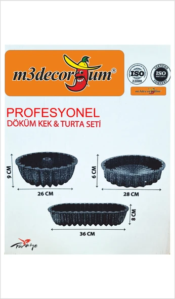 Profesyonel Dilimli Döküm 3 lü Üçlü Yuvarlak Silindir Büyük Tart Baton Turta Kek Kalıbı Kabı Seti