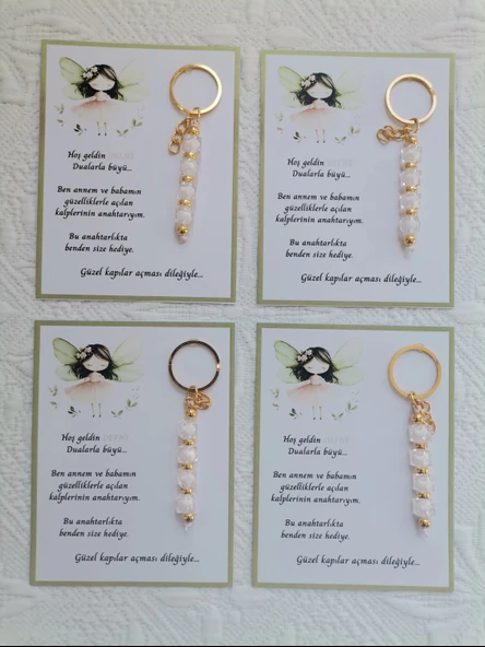 32 Adet İsme Özel Tasarım Beyaz Anahtarlık Hastane Yeni Doğan 40 Mevlidi Dağıtmalık Hediyelik - Resim 4