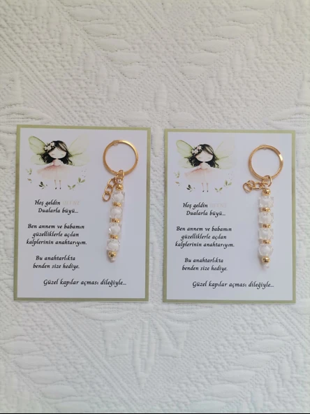 32 Adet İsme Özel Tasarım Beyaz Anahtarlık Hastane Yeni Doğan 40 Mevlidi Dağıtmalık Hediyelik - Resim 2