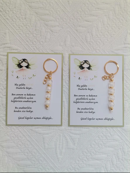 72 Adet İsme Özel Tasarım Beyaz Anahtarlık Hastane Yeni Doğan 40 Mevlidi Dağıtmalık Hediyelik - 2