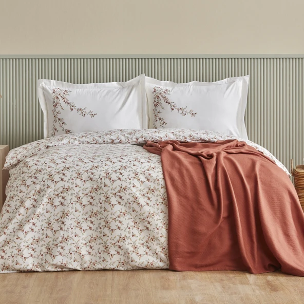 Karaca Home Mizu %100 Pamuk Çift Kişilik Pike Hediyeli Nevresim Takımı - 6
