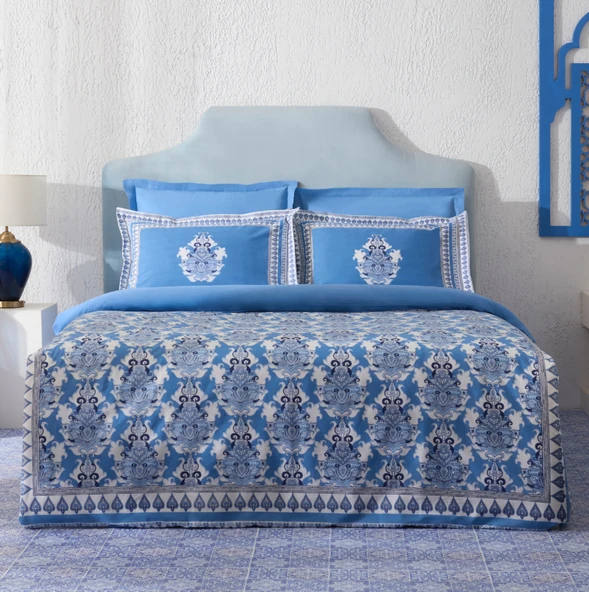 Karaca Home Casandra %100 Pamuk Çift Kişilik Nevresim Takımı Mavi - Resim 6