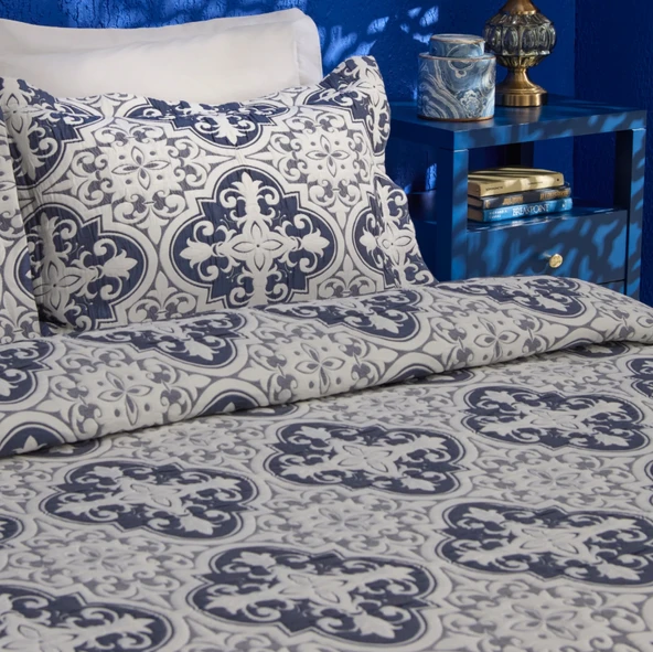Karaca Home Bluva Çift Kişilik Yatak Örtüsü Takımı Mavi - Resim 10