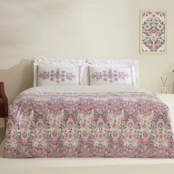 Karaca Home Arney %100 Pamuk Çift Kişilik Nevresim Takımı Pembe - 1
