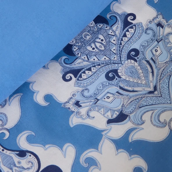 Karaca Home Casandra %100 Pamuk Çift Kişilik Nevresim Takımı Mavi - Resim 5