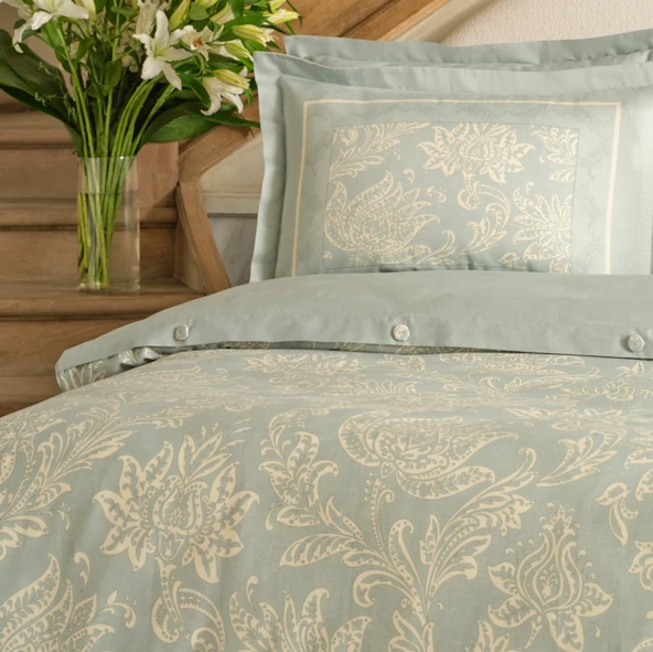 Karaca Home Owen 80 Tel %100 Pamuk Saten Çift Kişilik Nevresim Takımı Mavi  - 8