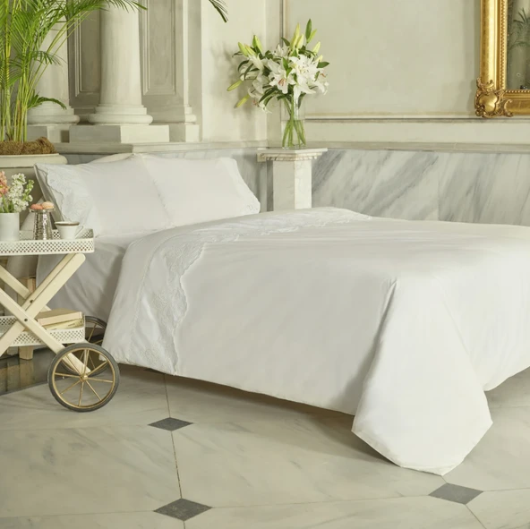 Karaca Home Chole Brodeli %100 Pamuk Çift Kişilik Nevresim Takımı Beyaz ürün görseli