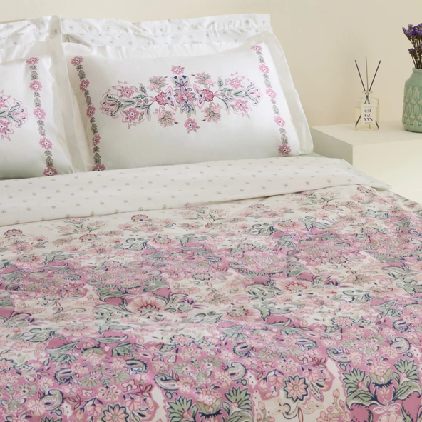 Karaca Home Arney %100 Pamuk Çift Kişilik Nevresim Takımı Pembe - 5