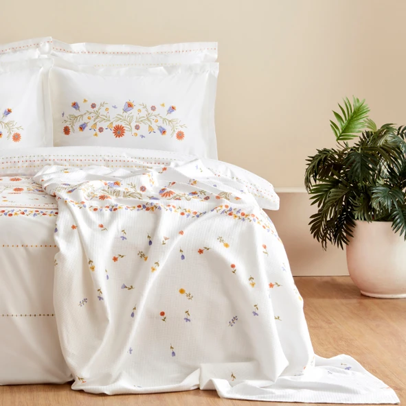 Karaca Home Clarice %100 Pamuk Çift Kişilik Nevresim Pike Hediyeli Takım Multicolor - 8