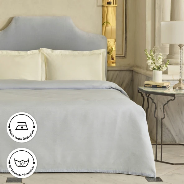 Karaca Home Alya Fistolu Bambu Çift Kişilik Pike Mavi - Resim 8