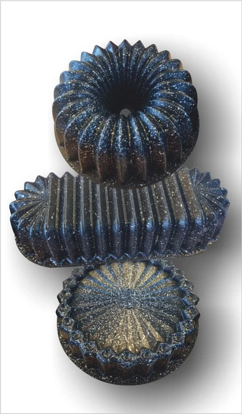 Profesyonel Dilimli Döküm 3 lü Üçlü Yuvarlak Silindir Büyük Tart Baton Turta Kek Kalıbı Kabı Seti - 2