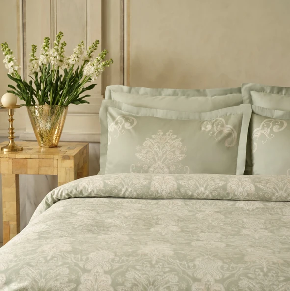 Karaca Home Holly 80 Tel %100 Pamuk Saten Çift Kişilik Nevresim Takımı Mint - 3