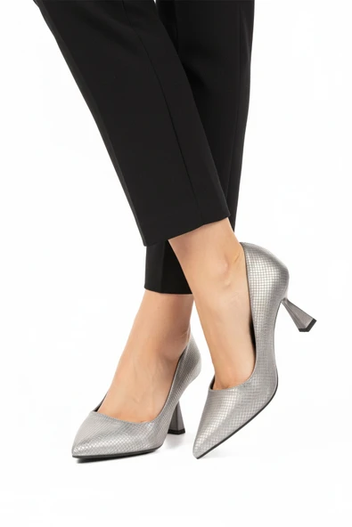 Ayakmod Platin İnce Topuklu Kadın Abiye Ayakkabı 665140 Z