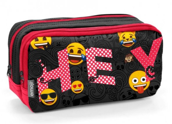 Hey Emoji Kırmızı-Siyah Kalem Çantası (Yaygan 22134) - 1