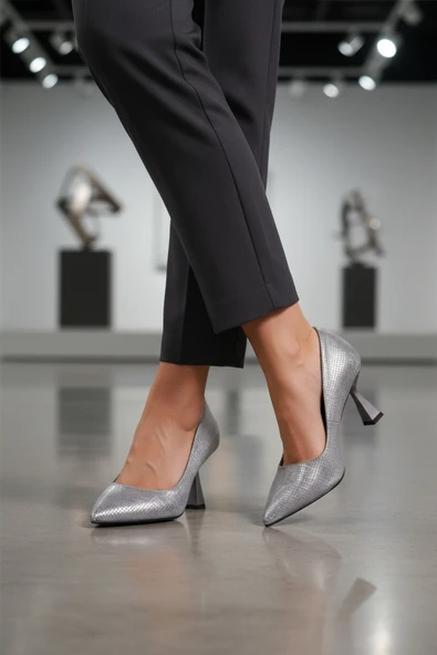 Ayakmod Platin İnce Topuklu Kadın Abiye Ayakkabı 665140 Z - 3