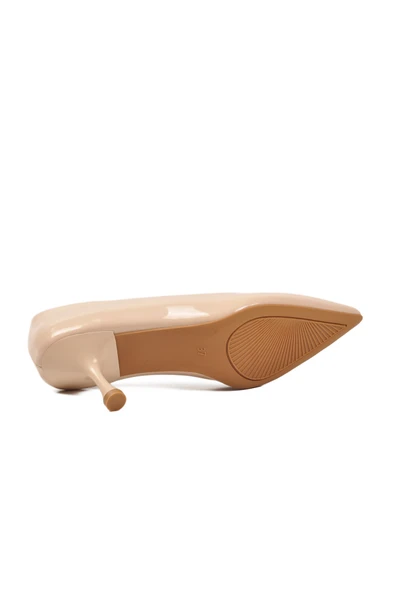 Ayakmod Bej Rugan Kadın İnce Kısa Topuklu Abiye Ayakkabı 695033 Z - 5