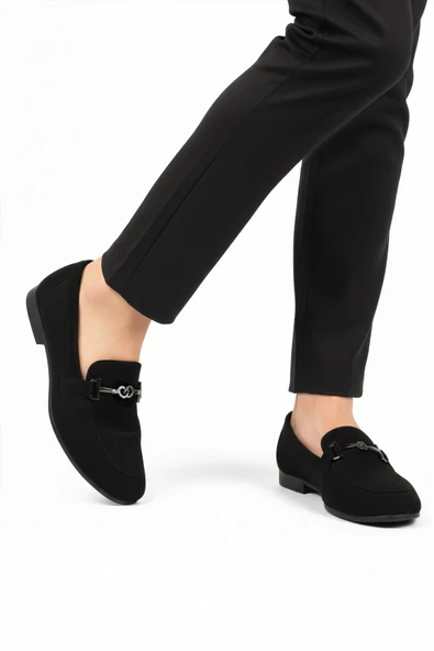 Ayakmod Siyah Süet Hafif Esnek Kadın Casual Ayakkabı 572433 Z - 2