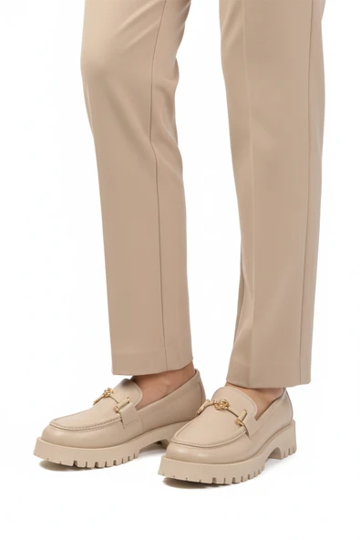 Ayakmod Bej Cilt Kalın Taban Kadın Casual Ayakkabı 547825 Z ürün görseli