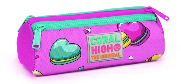 Coral High Kids Pembe Kurabiyeler Üç Bölmeli Kalem Çantası - Kız