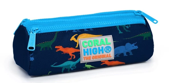 Coral High Kids Dinazor Desenli Üç Bölmeli Kalem Çantası - Erkek