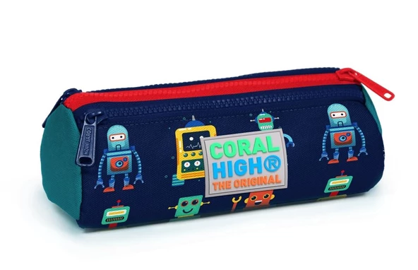 Coral High Kids Lacivert Robotler Üç Bölmeli Kalem Çantası - Erkek ürün görseli