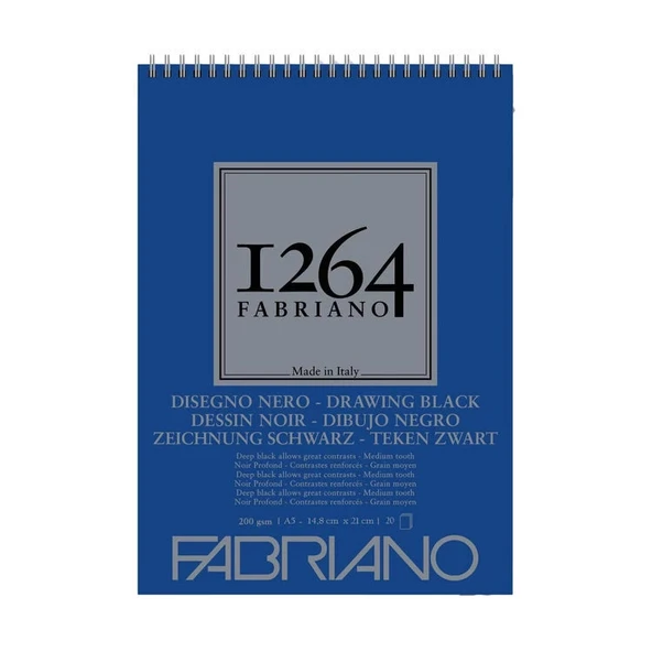 Supertrend 1264 Drawing Black Üstten Spiralli Eskiz Çizim Defteri Siyah Yapraklı 200 gr. A5 20 yaprak ürün görseli