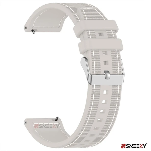 Sneezy Huawei Watch Fit 2 İle Uyumlu Dikiş Desenli Dokuma Silikon Kordon  Starlight - Resim 4