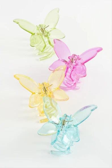 Kelebek Şeffaf Renkli Mandal Toka 8 cm ürün görseli