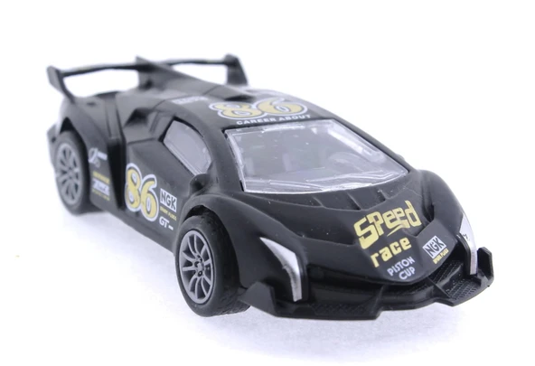 Die Cast Çek Bırak Metal Siyah Yarış Arabası 86 - Resim 2