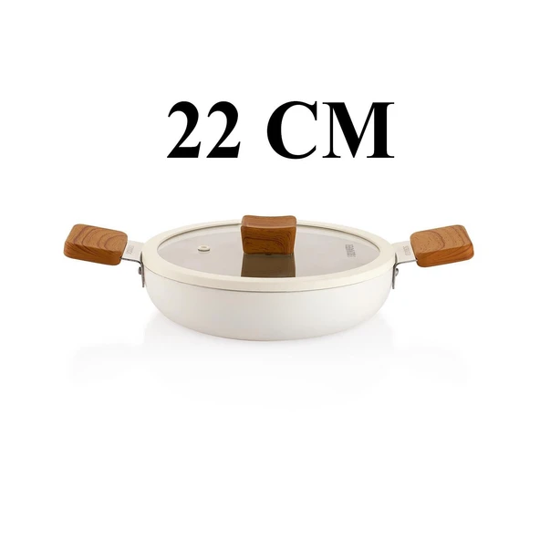 Schafer Ceramoni Seramik Kapaklı Sahan 22 Cm – Krem - 2