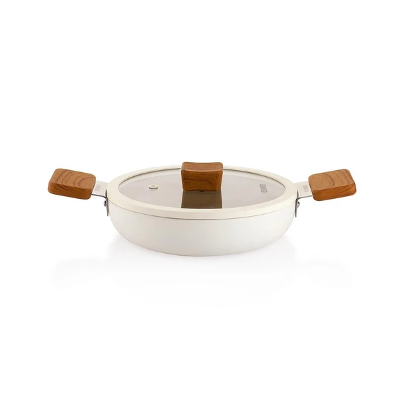 Schafer Ceramoni Seramik Kapaklı Sahan 22 Cm – Krem - 1