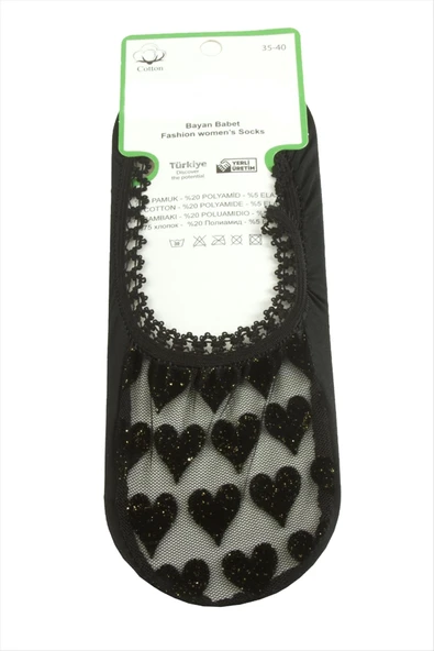 Kalp Dantel Babet Çorap - Resim 2