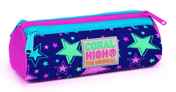 Coral High Kids Yıldız Desenli Üç Bölmeli Kalem Çantası - Kız