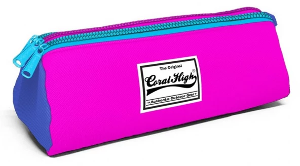 Coral High Üç Gözlü Fuşya Kalem Çantası - Kalın Fermuarlı ürün görseli