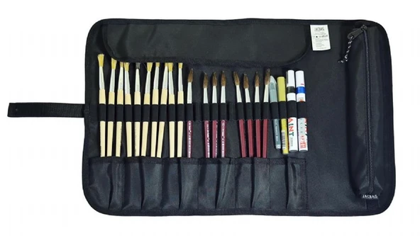 Jacbag Lacivert Sanatsal Rulo Boya Fırça ve Kalem Çantası - Resim 5