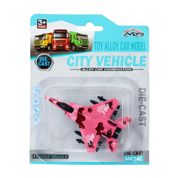 Die Cast Metal F-15 Benzeri Savaş Uçağı Pembe Kamuflaj - Resim 2