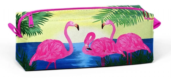 Coral High Tek Gözlü Flamingo Desenli Kalem Çantası - Kız