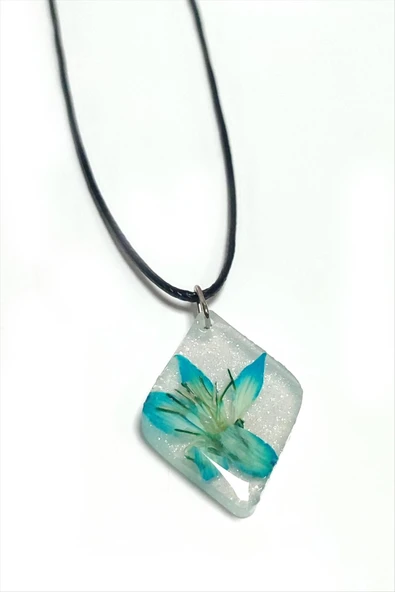 Tesbih Çiçeği Baklava Dilimli Epoksi Kolye - Resim 2